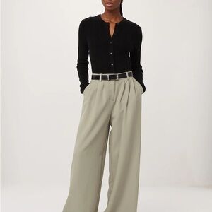 Frank & Oak Carmen Ultra-Wide Pant in Light Greige, size 14